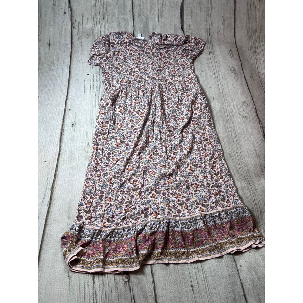 J. Jill Maxi Dress Women Large Pink Floral Paisley Boho Cottagecore Button Front - Picture 4 of 6